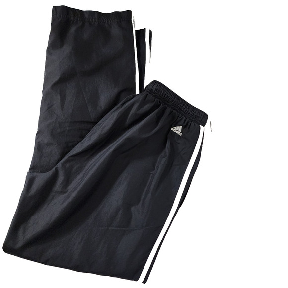 Adidas Womens Windbreaker Track Pant Black Large Training Warm Up 3 Stripe Y2K - Picture 3 of 13